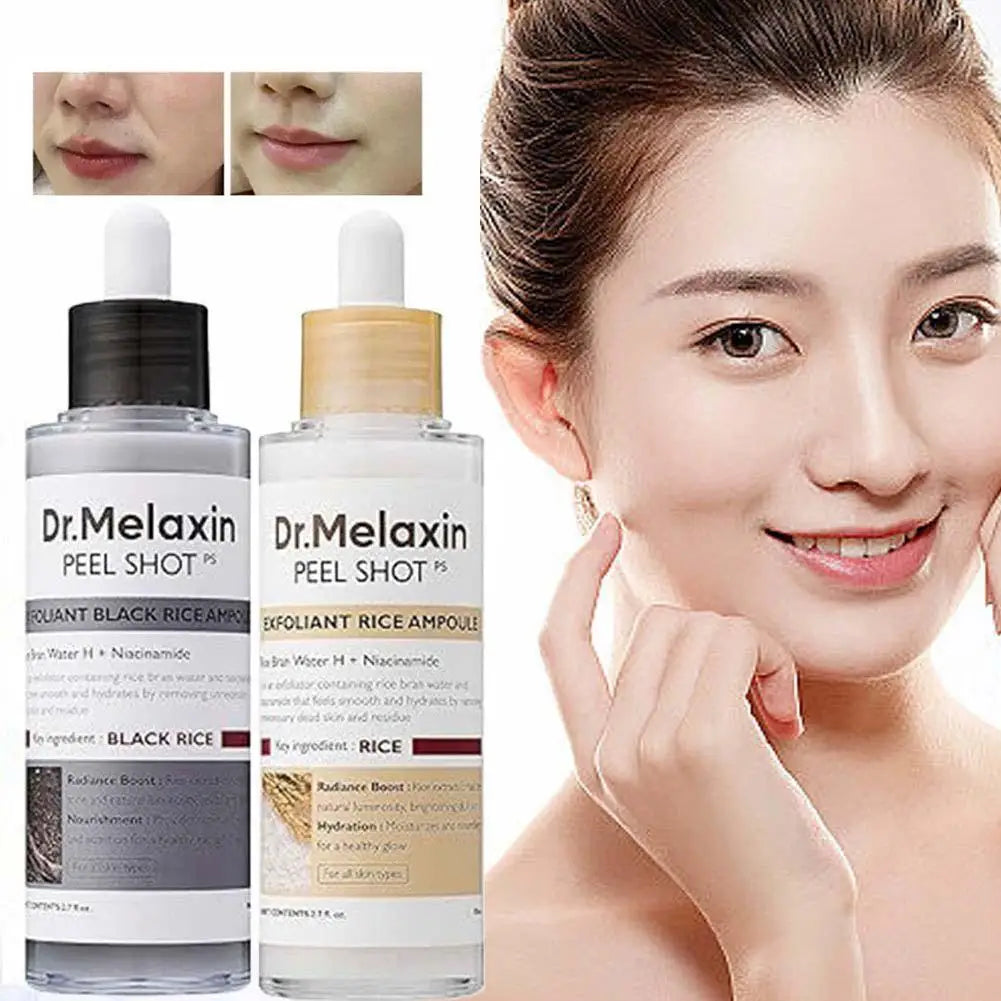 Dr. Melaxin Rice White and Black Exfoliating Essence Soften Serum Peel Shot Moisturizing Gentle Exfoliation Korean Skin Care